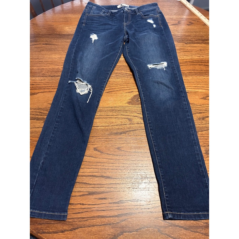 BCBGeneration Distressed Skinny Jeans Dark Wash Ripped Denim Womens Size 25‎